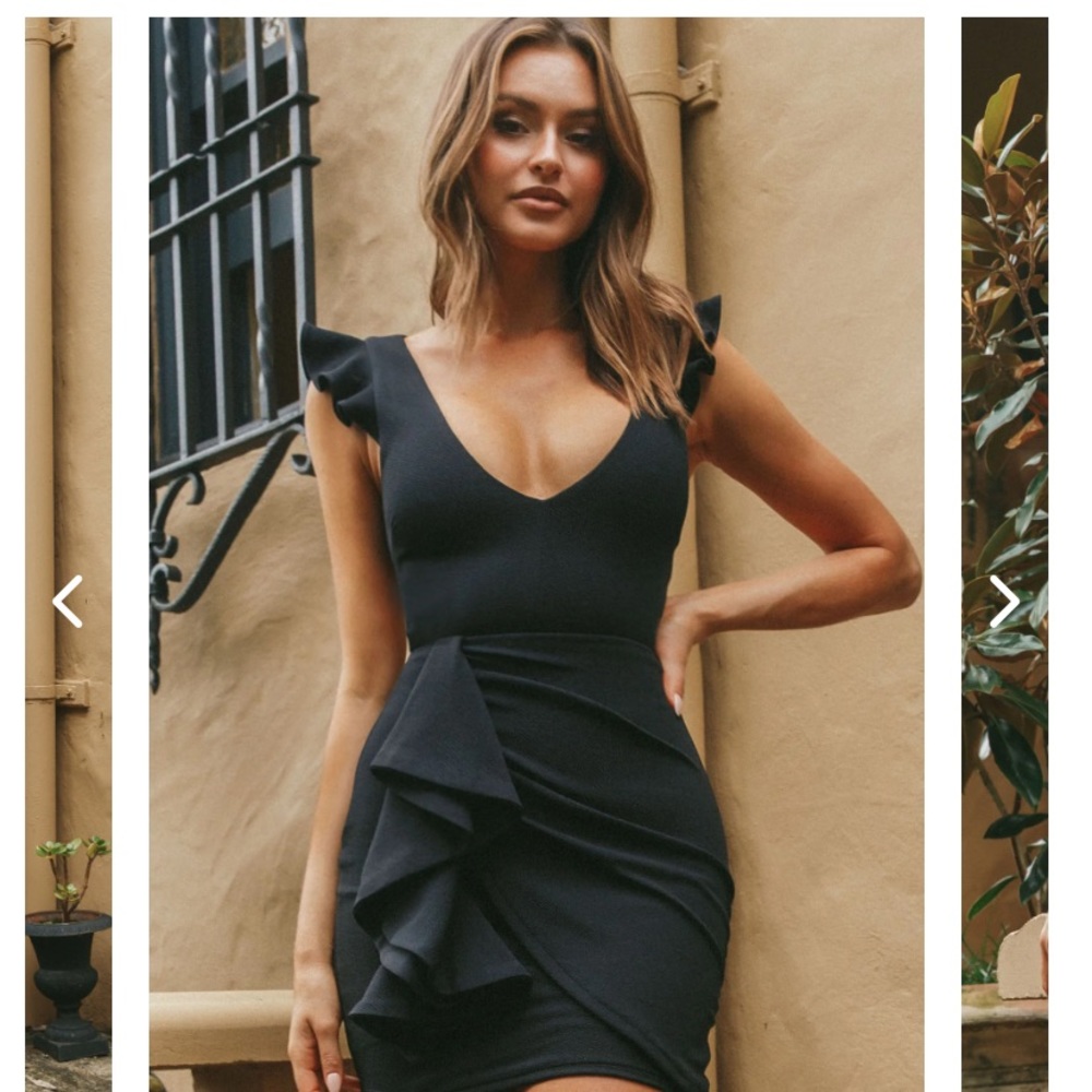 Selfie Leslie Cascading Black Ruffle Dress